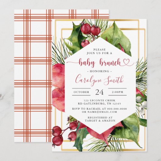 クリスマスベイビーブランチ招待状 招待状 (正面/裏面)