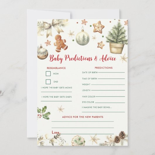 クリスマスベイビー予測とアドバイスゲームカード 招待状 (正面)