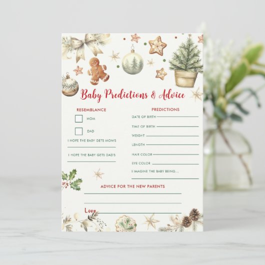クリスマスベイビー予測とアドバイスゲームカード 招待状 (スタンド正面)