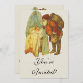 クリスマスベイビー サンタクロース ビンテージ 招待状 (正面/裏面)