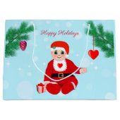 クリスマスベイビー、ハートと松 ラージペーパーバッグ (正面)