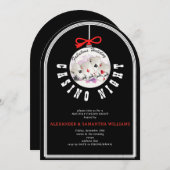 クリスマスベガスカジノブラックジャックポーカー夜パーティー 招待状 (正面/裏面)