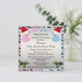 クリスマスベビーでサンタハットのクマの性別を明かす 招待状 (スタンド正面)