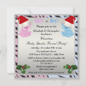 クリスマスベビーでサンタハットのクマの性別を明かす 招待状 (正面)