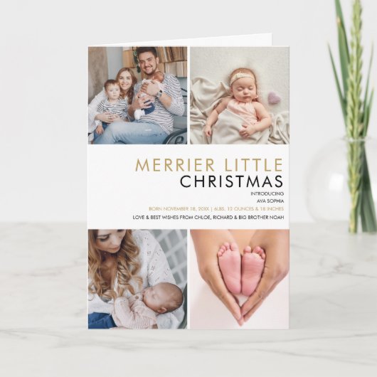 クリスマスベビーのおしゃれな誕生発表カード シーズンカード (正面)
