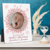 クリスマスベビーの写真おばあちゃんとおじいちゃん フォトプラーク (側面)