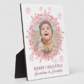 クリスマスベビーの写真 – おばあちゃんとおじいちゃん フォトプラーク (側面)