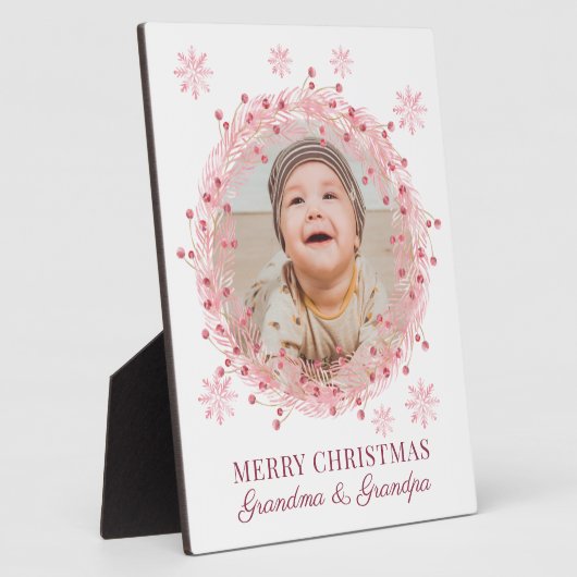 クリスマスベビーの写真 – おばあちゃんとおじいちゃん フォトプラーク (側面)