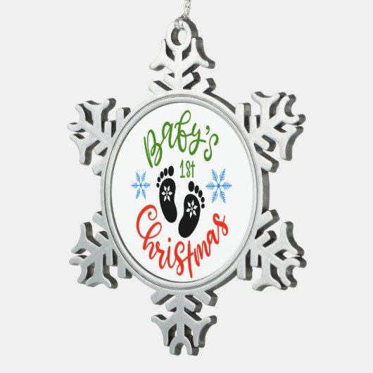 クリスマスベビーの初めてのクリスマス機器の装飾 スノーフレークピューターオーナメント (右)