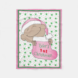 クリスマスベビーの最初 フリースブランケット