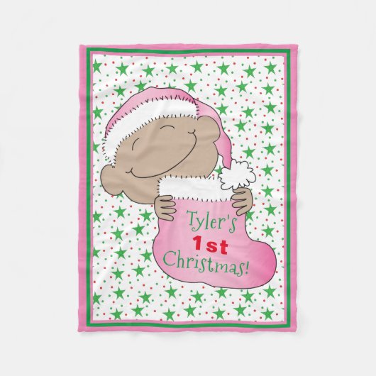 クリスマスベビーの最初 フリースブランケット (正面)