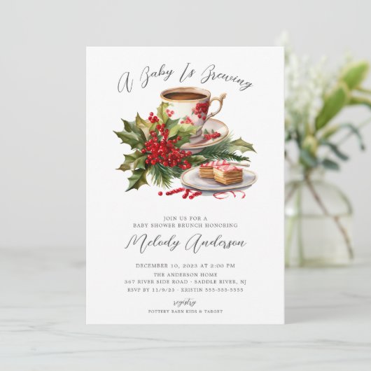 クリスマスベビーは赤ちゃんシャワーを醸造している 招待状 (スタンド正面)