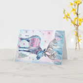 クリスマスベビーアニマルズエルクホリデーグリーティング カード (黄色い花)