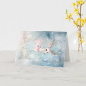 クリスマスベビーアニマルズディアホリデーグリーティング カード (黄色い花)