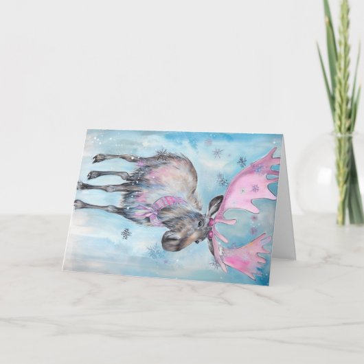 クリスマスベビーアニマルズムースホリデーグリーティングカード カード (正面)