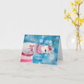 クリスマスベビーアニマルズラマホリデーグリーティングカード カード (黄色い花)