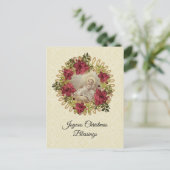 クリスマスベビーイエスインマンガーフローラポイントセッティア ポストカード (スタンド正面)