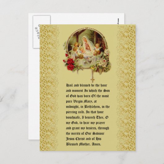 クリスマスベビーイエスインマンガーフローラポイントセッティア ポストカード (正面/裏面)