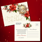 クリスマスベビーイエスポインセティアスメリークリスマス ポストカード