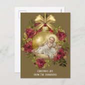 クリスマスベビーイエズスインマンジャーフローラオーナメント ポストカード (正面/裏面)