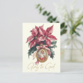 クリスマスベビーイエズレッドポインセティアス ポストカード (スタンド正面)