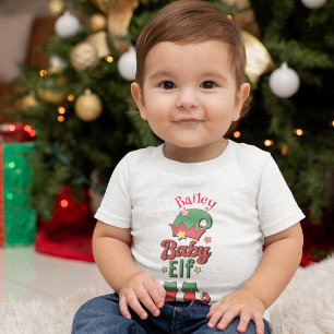 クリスマスベビーカスタマイズ小妖精や小人ベビーTシャツ ベビーTシャツ