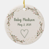 クリスマスベビーカスタム足プリント セラミックオーナメント (裏面)