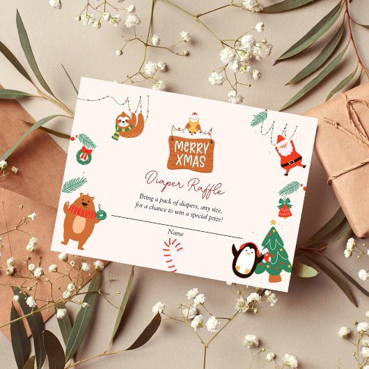クリスマスベビーサンタオムツラッフルチケット エンクロージャーカード