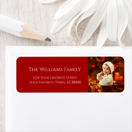 クリスマスベビーサンタハットフォトレッド差出人住所 ラベル (インサイチュ)