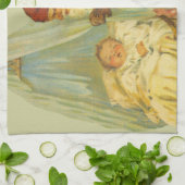 クリスマスベビーサンタ節ヴィンテージ キッチンタオル (折り畳み)