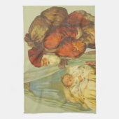 クリスマスベビーサンタ節ヴィンテージ キッチンタオル (縦)