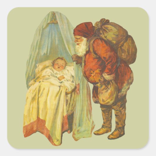 クリスマスベビーサンタ節ヴィンテージ スクエアシール (正面)
