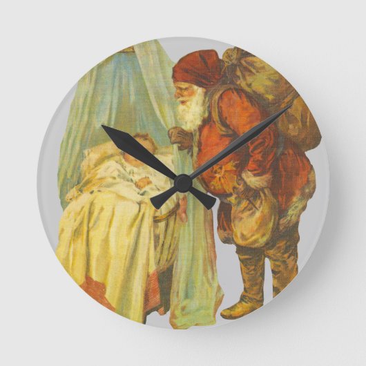 クリスマスベビーサンタ節ヴィンテージ ラウンド壁時計 (正面)