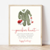 クリスマスベビーシャワーおしゃぶり狩りゲームサイン ポスター