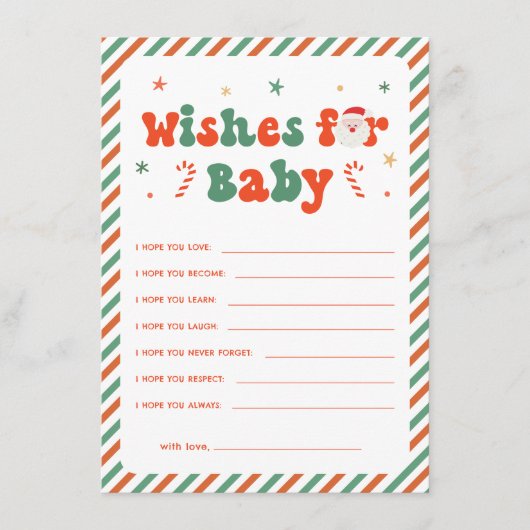 クリスマスベビーシャワーのご希望のベビーカード 招待状 (正面)