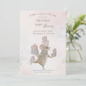 クリスマスベビーシャワーのプレゼントを贈るかわいいマウス 招待状 (スタンド正面)