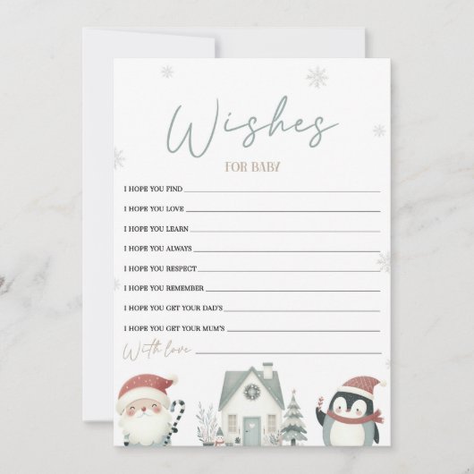 クリスマスベビーシャワーの願いベビーカード 招待状 (正面)