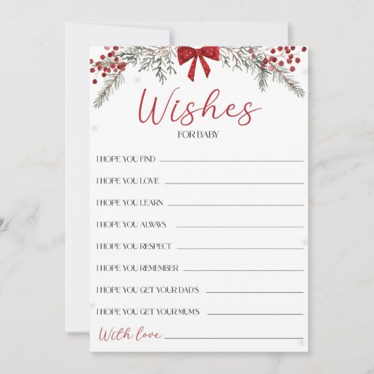 クリスマスベビーシャワーの願いベビーカード 招待状 (正面)