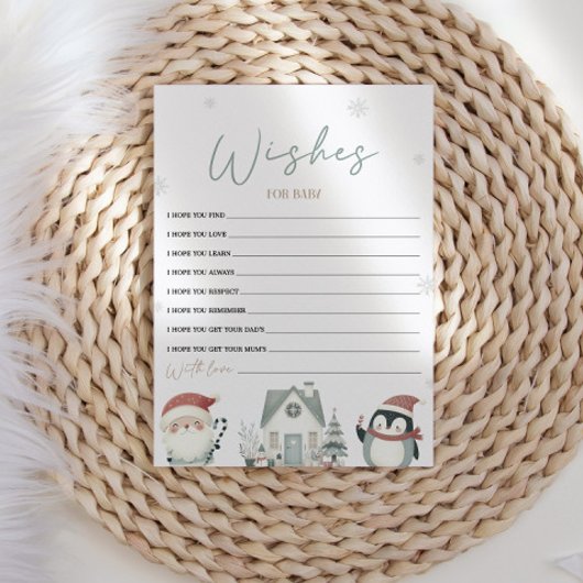 クリスマスベビーシャワーの願いベビーカード 招待状