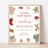 クリスマスベビーシャワーキャンディジャールゲームサイン ポスター