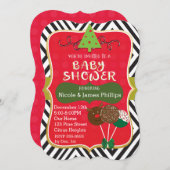 クリスマスベビーシャワーケーキポップ&ツリー招待状 招待状 (正面/裏面)