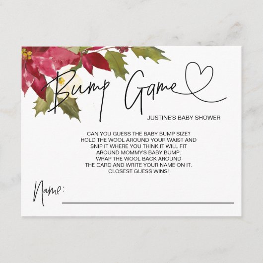 クリスマスベビーシャワーゲームベビーバンプサプライカード エンクロージャーカード (正面)