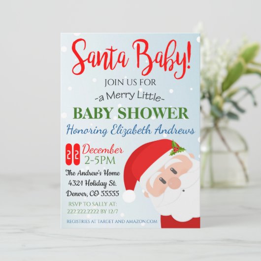 クリスマスベビーシャワーパーティの招待状 招待状 (スタンド正面)