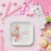 クリスマスベビーシャワーピンクのナツクラッカーの水色 ペーパープレート (パーティー)