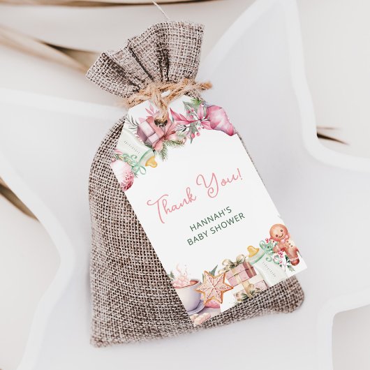 クリスマスベビーシャワーピンク ギフトタグ