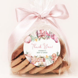 クリスマスベビーシャワーピンク ラウンドシール