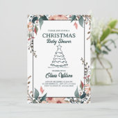 クリスマスベビーシャワーフローラ招待状ホワイトピンク 招待状 (スタンド正面)
