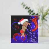 クリスマスベビーシャワーボーイレッドブルーエスニック 招待状 (スタンド正面)