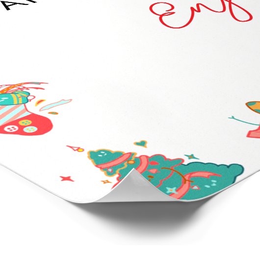 クリスマスベビーシャワーモモモザバーサイン ポスター (角)