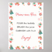 クリスマスベビーシャワーモモモザバーサイン ポスター (正面)